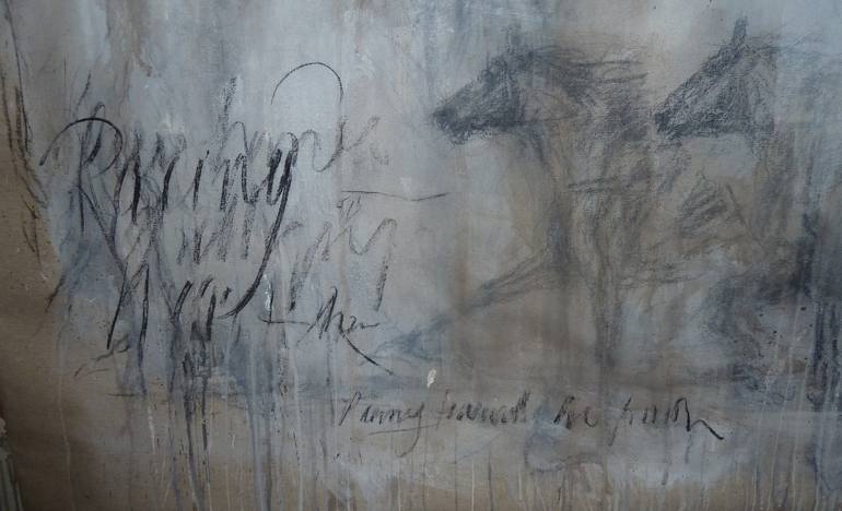 Original Abstract Expressionism Horse Drawing by Mandy Racine