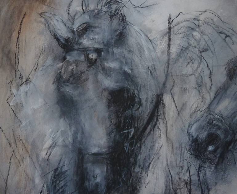 Original Abstract Expressionism Horse Drawing by Mandy Racine