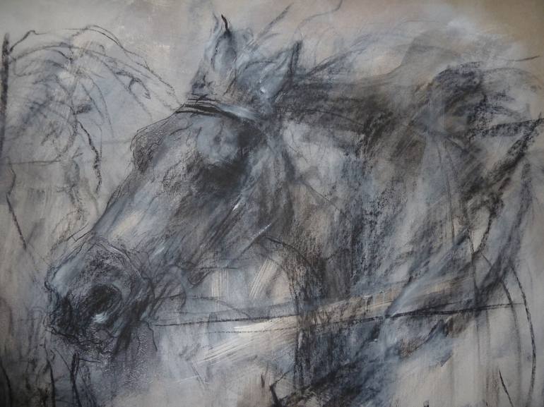 Original Abstract Expressionism Horse Drawing by Mandy Racine