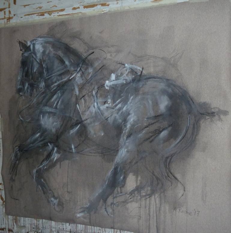 Original Abstract Expressionism Horse Drawing by Mandy Racine