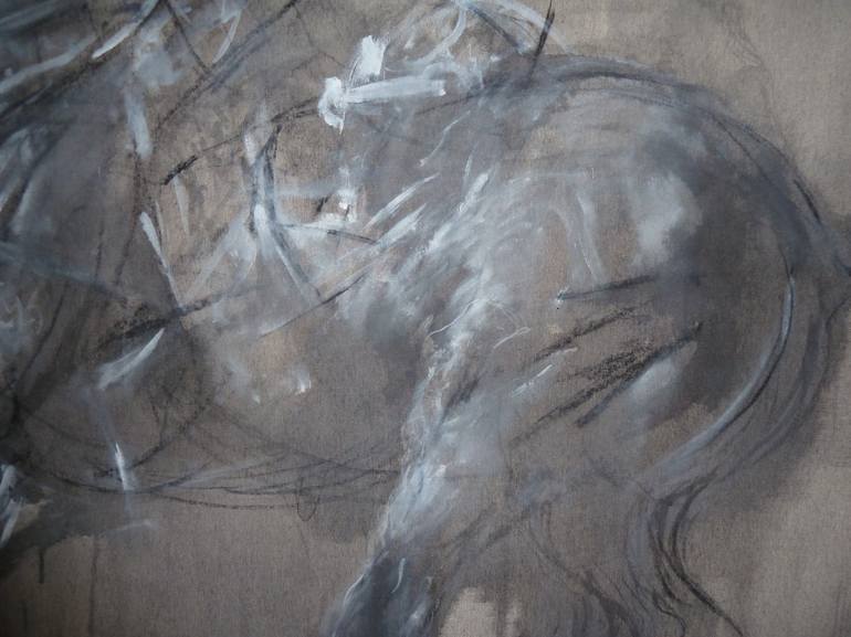 Original Abstract Expressionism Horse Drawing by Mandy Racine