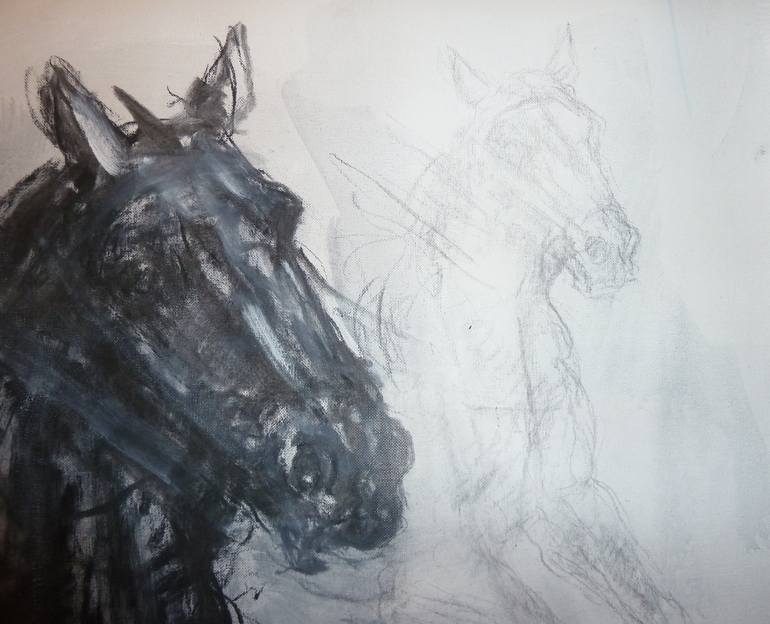 Original Abstract Expressionism Horse Drawing by Mandy Racine