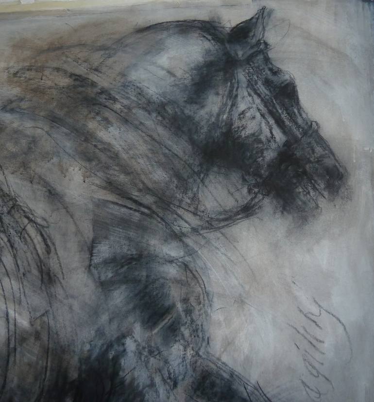 Original Abstract Expressionism Horse Drawing by Mandy Racine