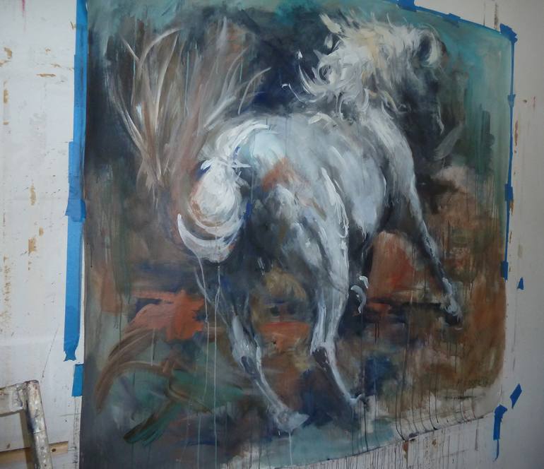 Original Abstract Expressionism Horse Painting by Mandy Racine