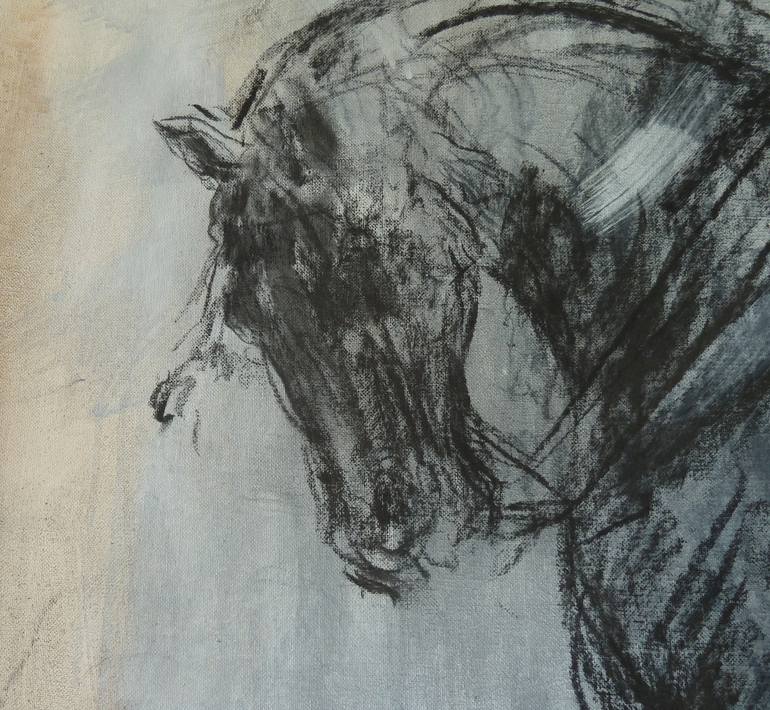 Original Abstract Expressionism Horse Drawing by Mandy Racine