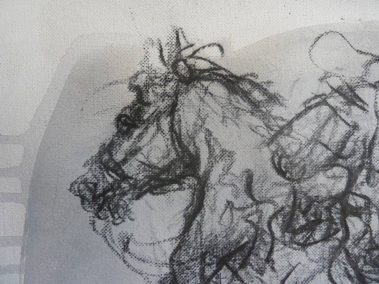 Original Abstract Expressionism Horse Drawing by Mandy Racine