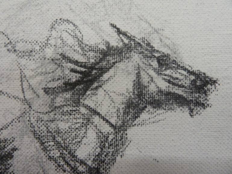 Original Abstract Expressionism Horse Drawing by Mandy Racine