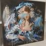 Inspired by a Vigee Le Brun portrait of Madame Grand - typical Rococo portrait.  This is my contemporary take, almost abstract in places - the flow of ribbons, hair and fabric painted in a very gestural way.