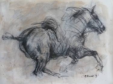 Original Expressionism Horse Drawings by Mandy Racine
