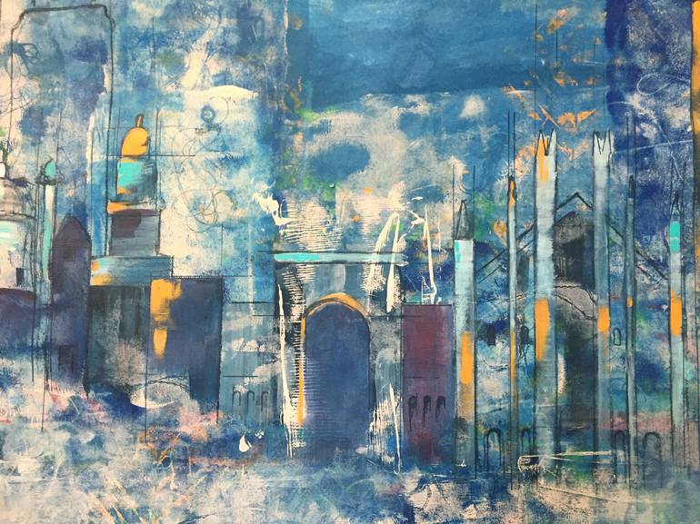 Original Abstract Cities Painting by Ingrid Shults