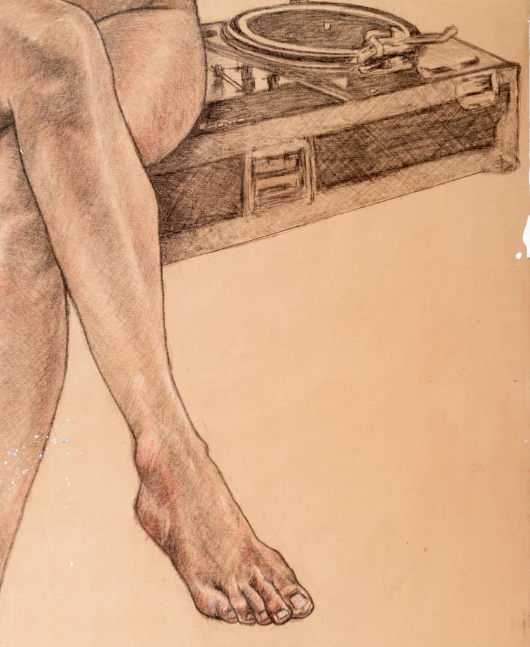 Original Surrealism Nude Drawing by René Serrano 