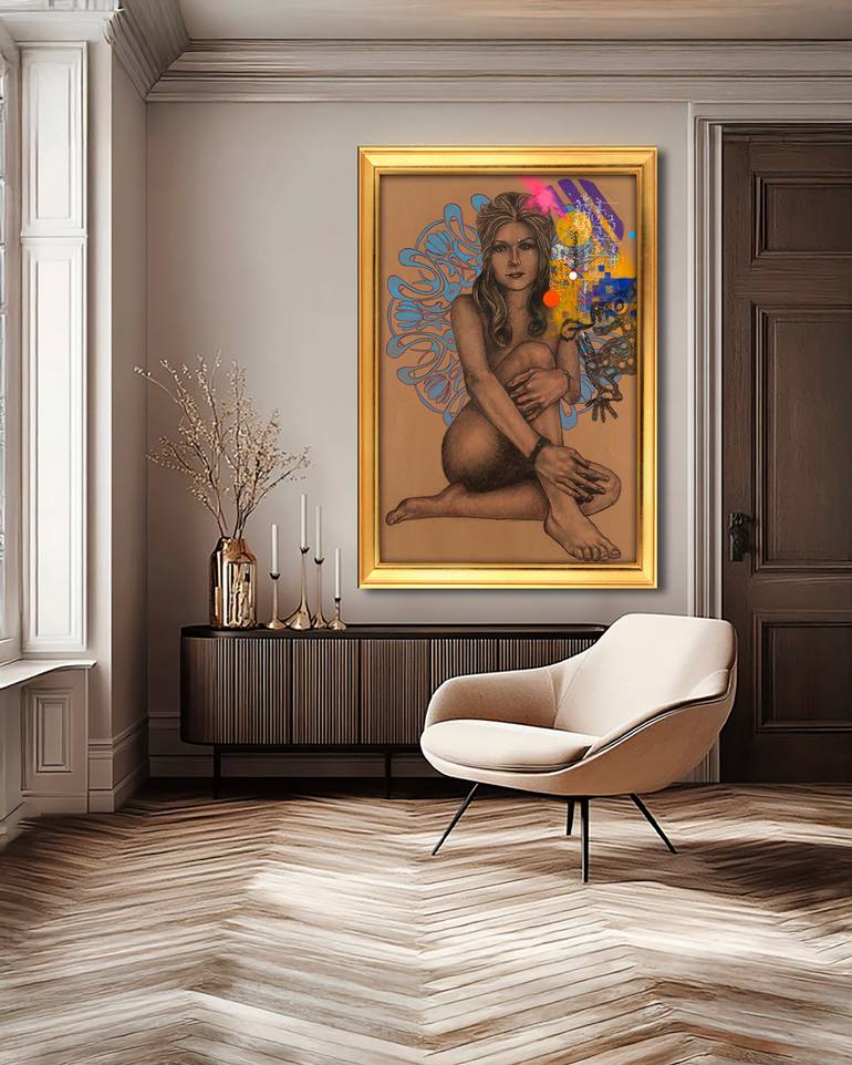 Original Art Nouveau Women Drawing by René Serrano 