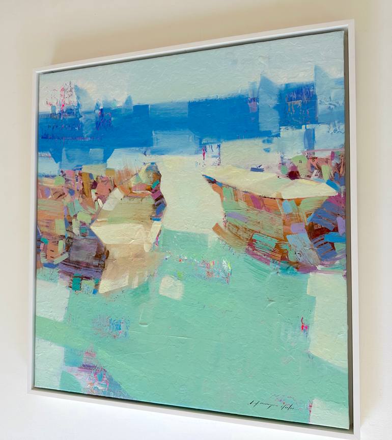 Original Impressionism Boat Painting by Vahe Yeremyan