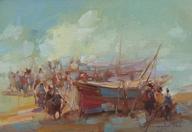 Original Impressionism Boat Paintings by Vahe Yeremyan