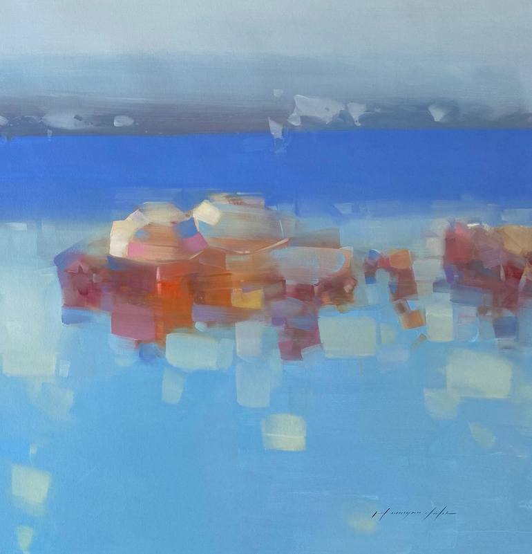 Original Impressionism Boat Painting by Vahe Yeremyan