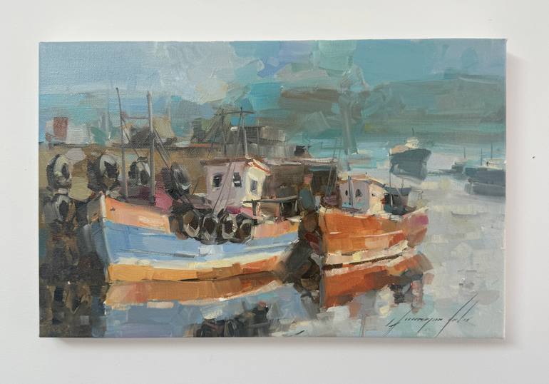 Original Impressionism Boat Painting by Vahe Yeremyan
