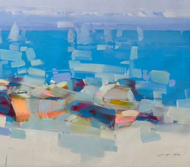 Original Impressionism Boat Painting by Vahe Yeremyan