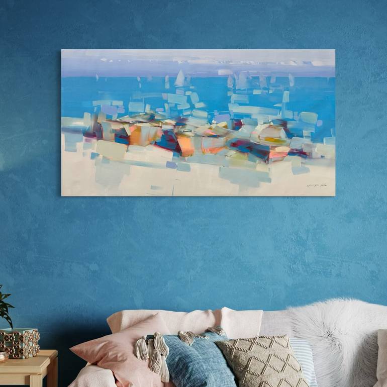 Original Impressionism Boat Painting by Vahe Yeremyan