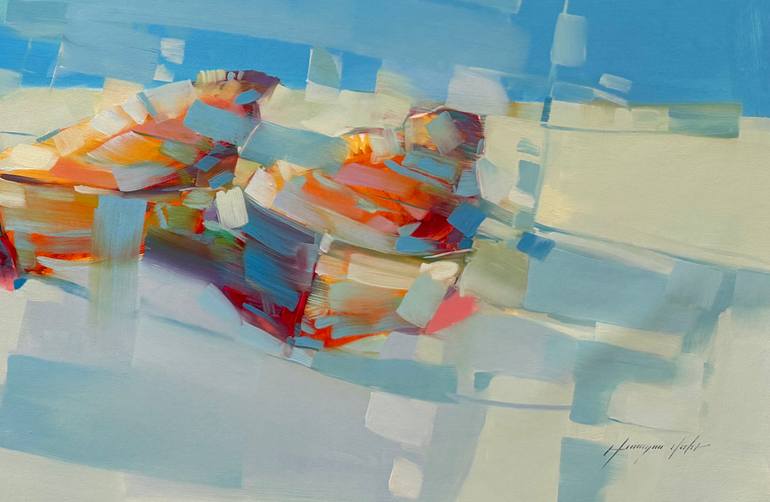 Original Impressionism Boat Painting by Vahe Yeremyan