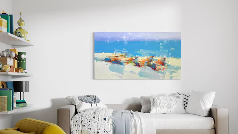 Original Impressionism Boat Painting by Vahe Yeremyan