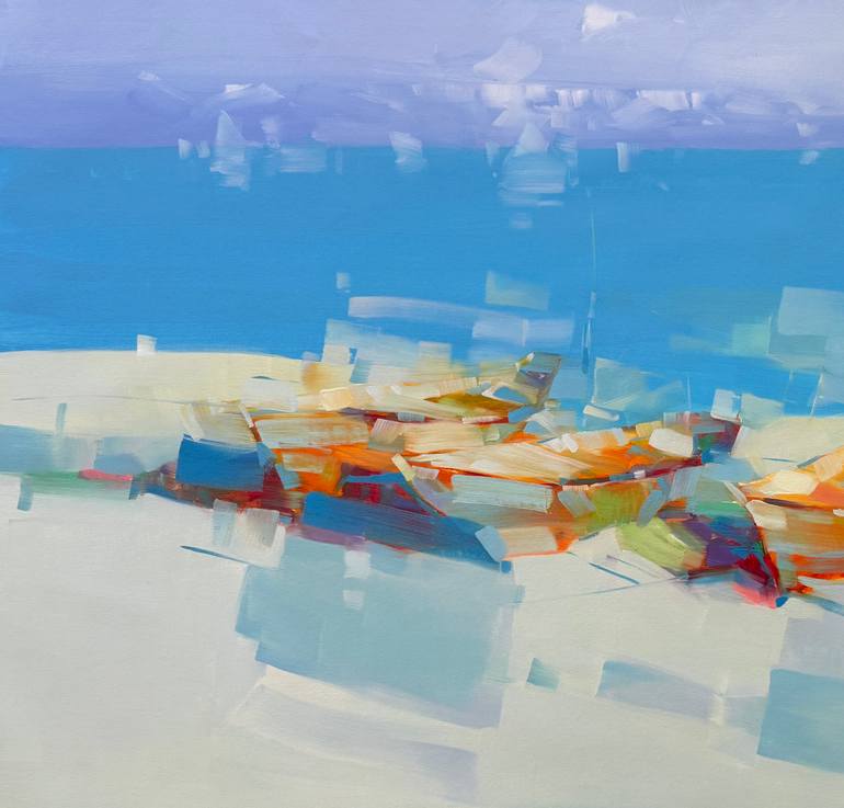 Original Impressionism Boat Painting by Vahe Yeremyan