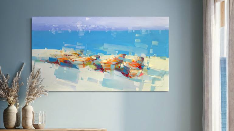 Original Impressionism Boat Painting by Vahe Yeremyan