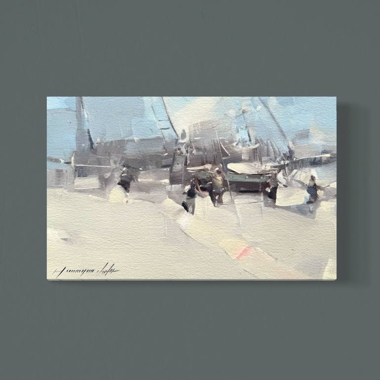 Original Impressionism Boat Painting by Vahe Yeremyan