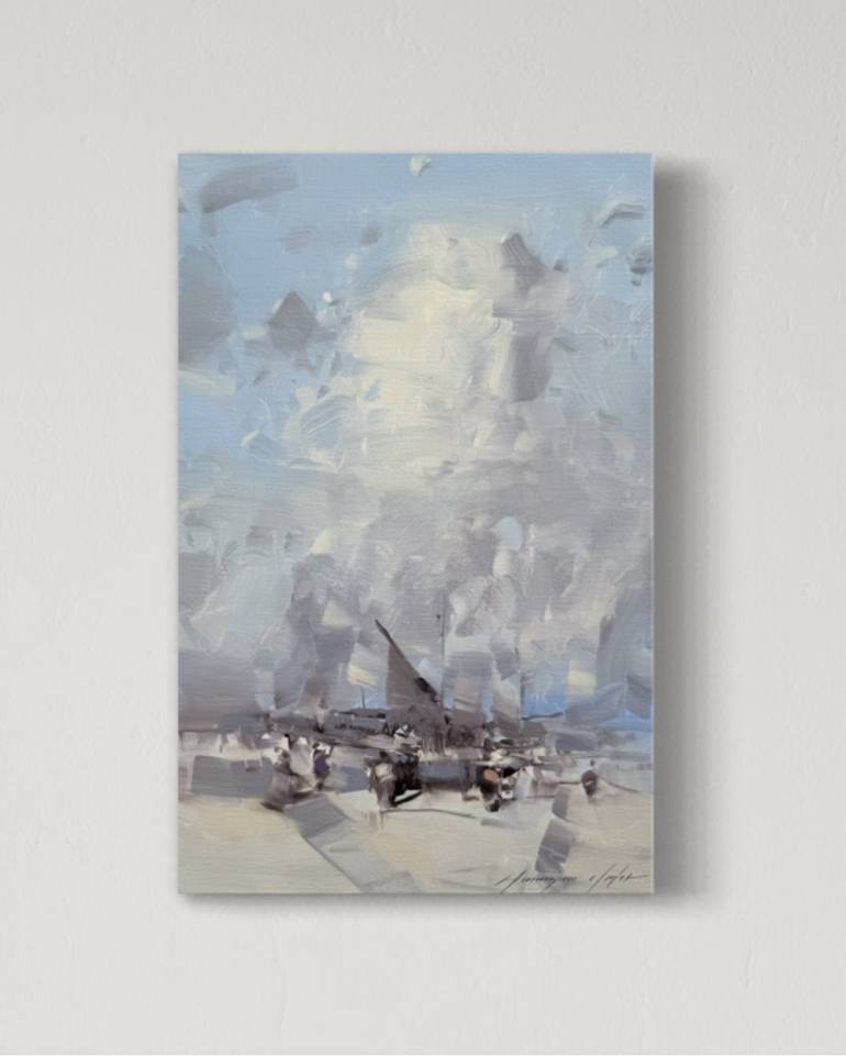 Original Impressionism Boat Painting by Vahe Yeremyan