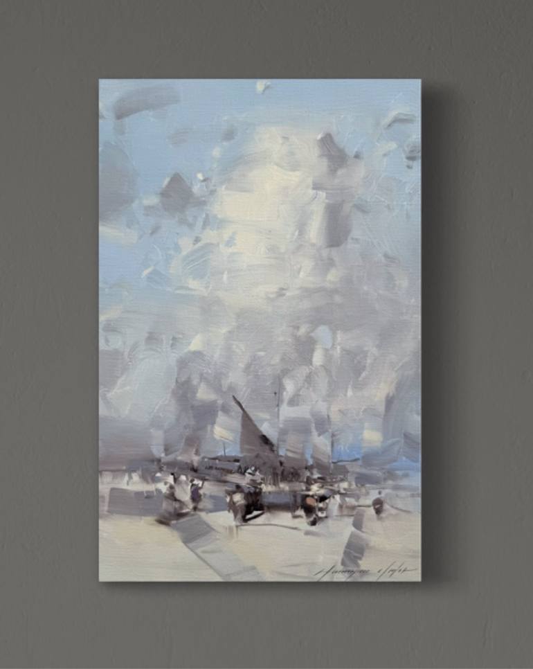 Original Impressionism Boat Painting by Vahe Yeremyan