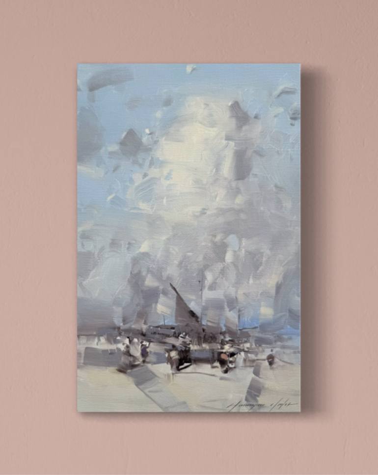 Original Impressionism Boat Painting by Vahe Yeremyan