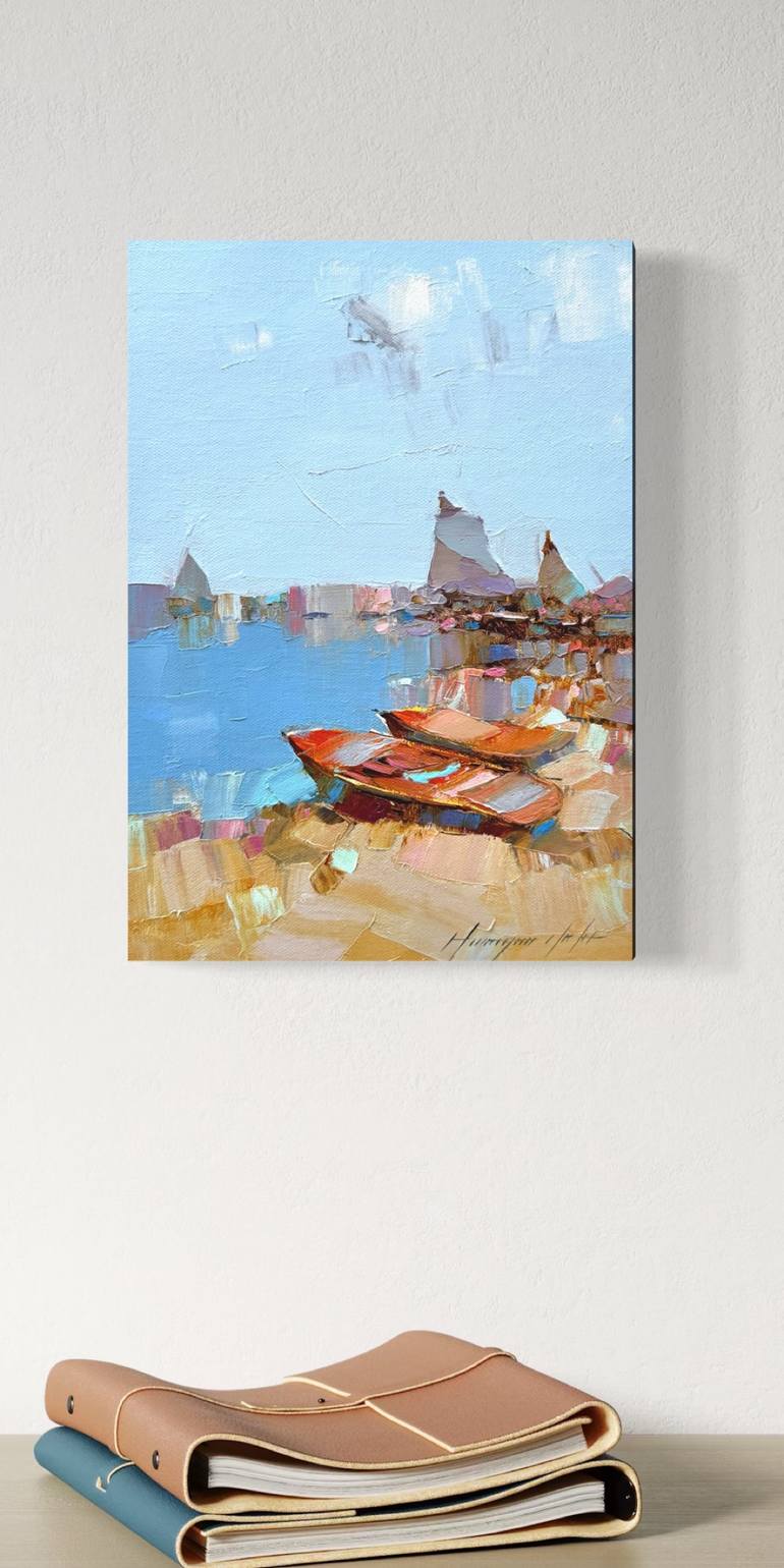 Original Impressionism Boat Painting by Vahe Yeremyan