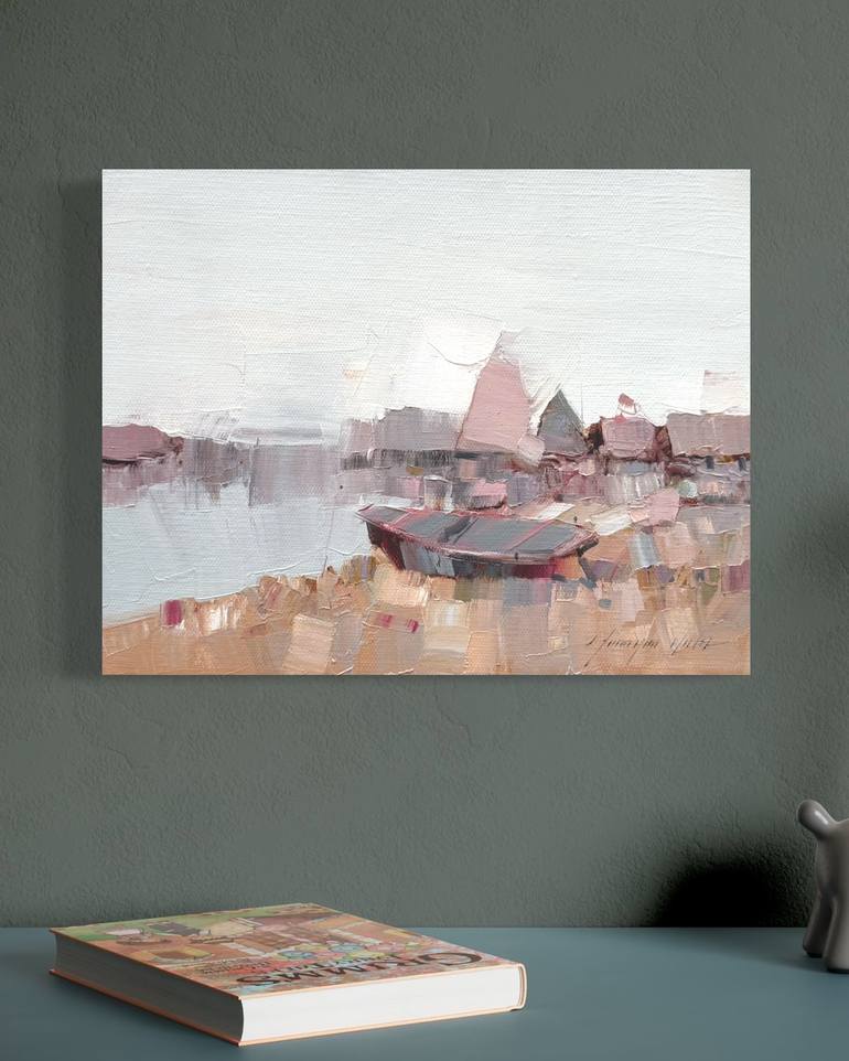 Original Impressionism Boat Painting by Vahe Yeremyan