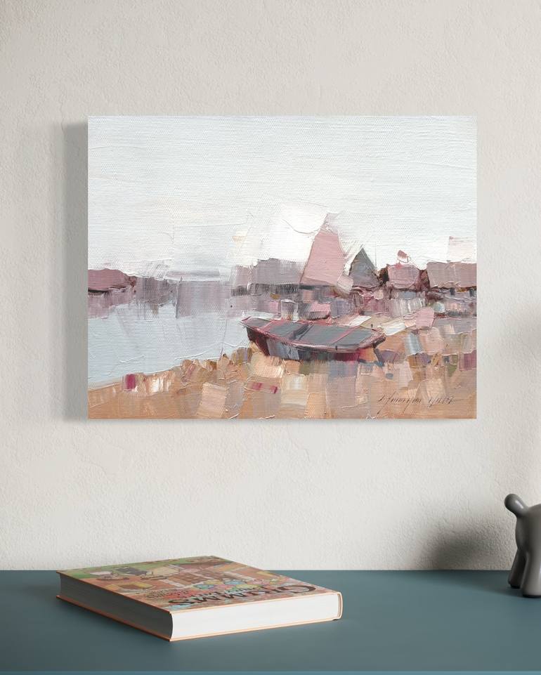 Original Impressionism Boat Painting by Vahe Yeremyan