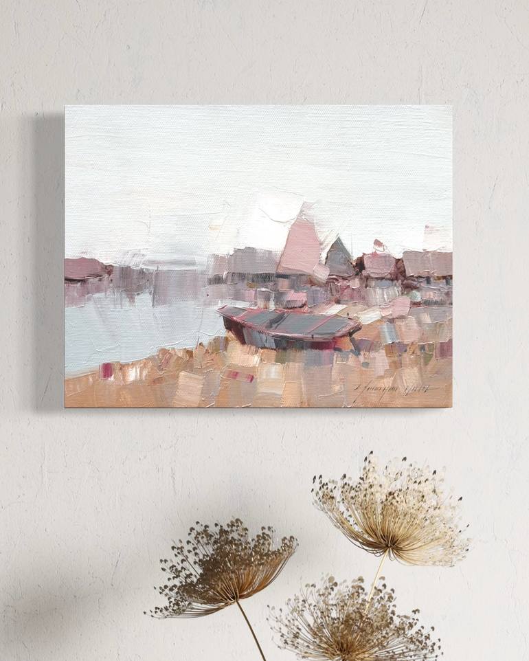 Original Impressionism Boat Painting by Vahe Yeremyan