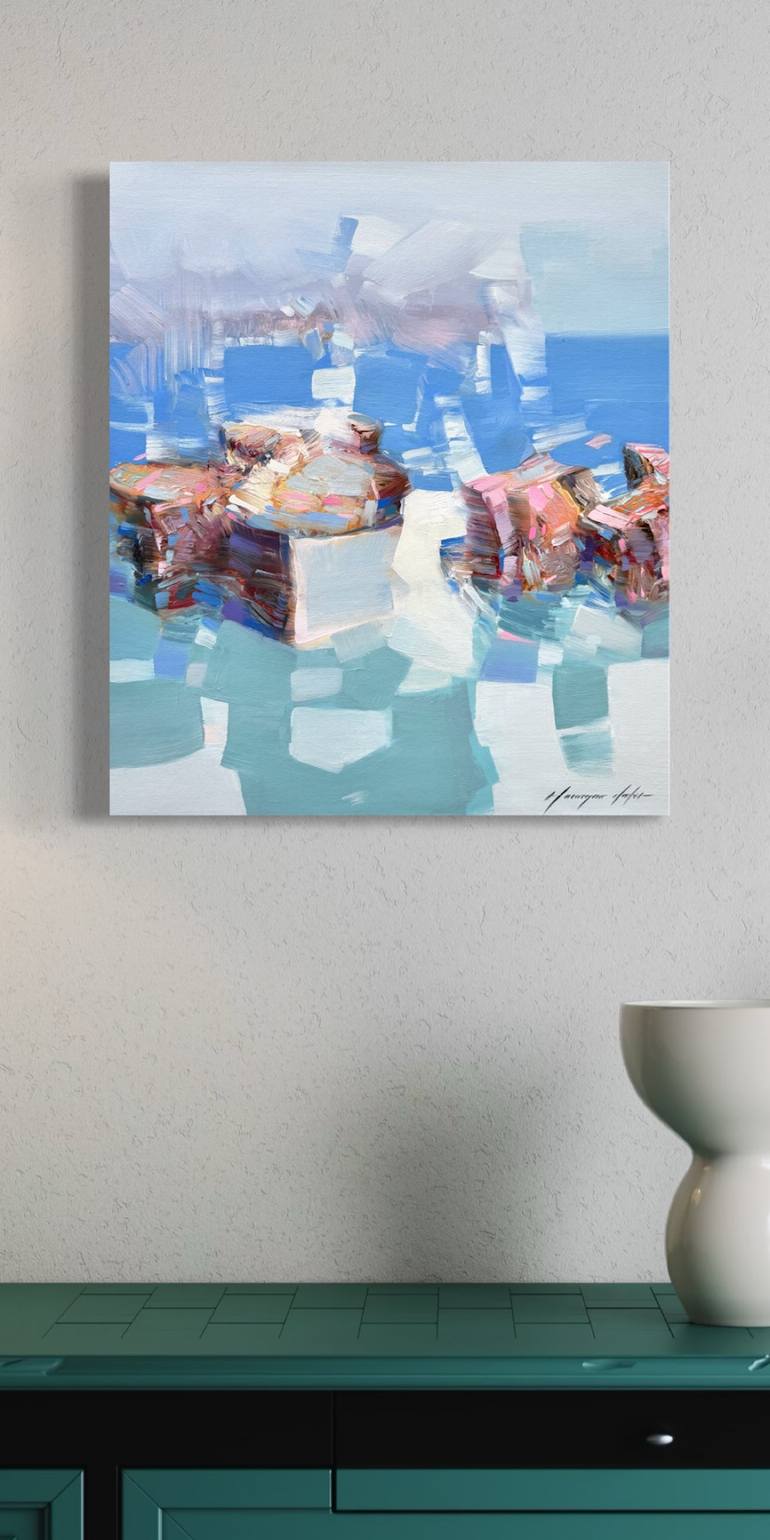 Original Impressionism Boat Painting by Vahe Yeremyan