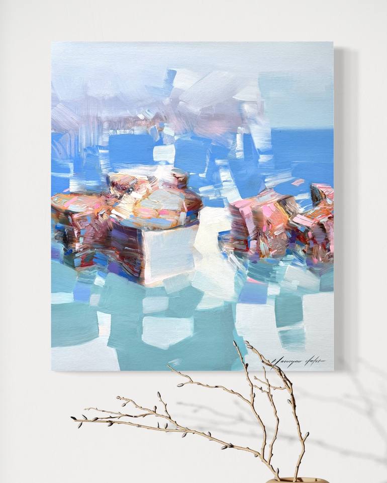 Original Impressionism Boat Painting by Vahe Yeremyan