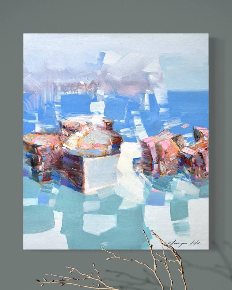 Original Impressionism Boat Painting by Vahe Yeremyan
