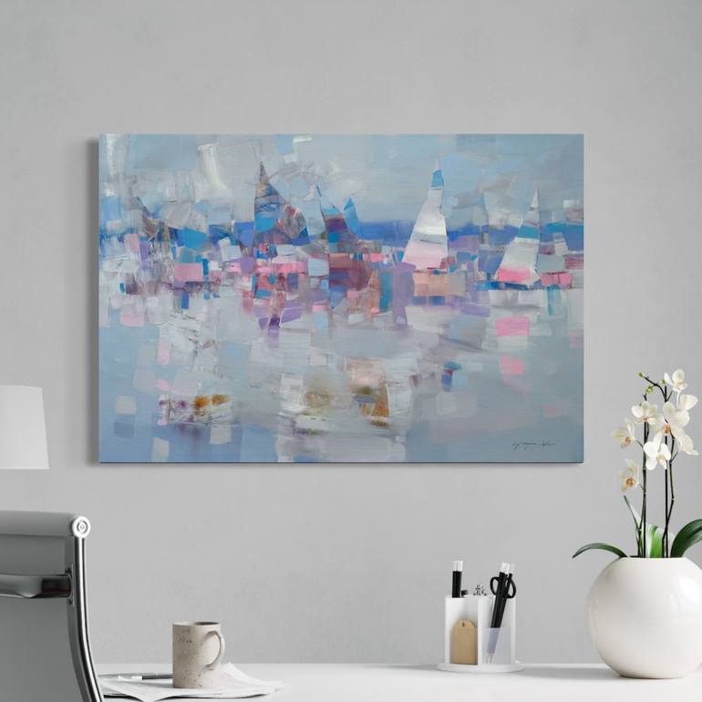 Original Impressionism Boat Painting by Vahe Yeremyan