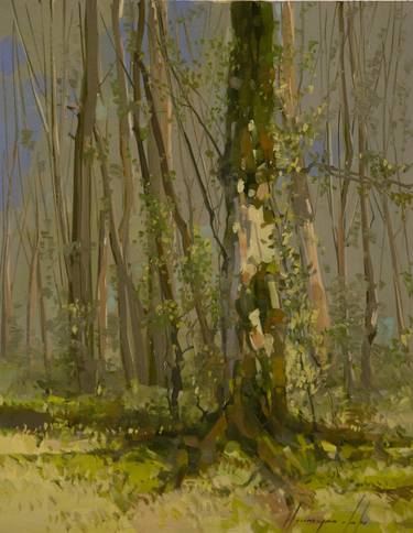 BIRCHES GROVE ORIGINAL OIL PAINTING ONE OF A KIND SIGNED thumb