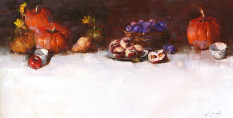 Still life with Pumpkins Original oil Painting Painting by Vahe ...