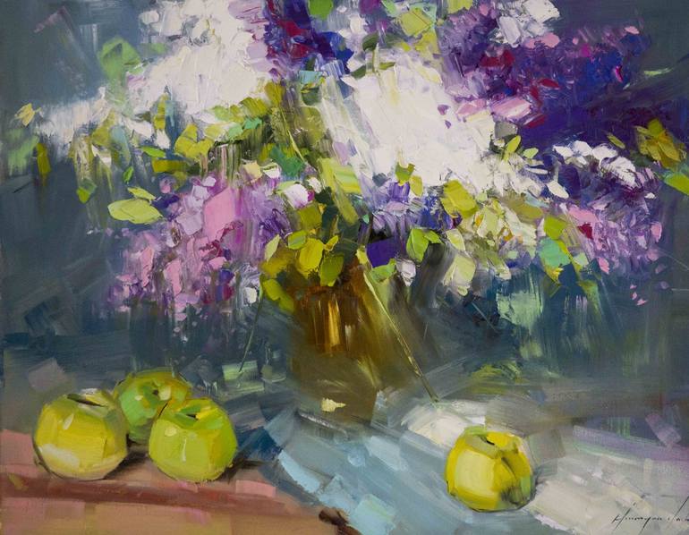 Original Handmade impressionism contemporary Handmade factory flowers still life acrylic