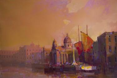 Venice Architecture & Cityscape Original oil Painting Handmade art on Canvas thumb