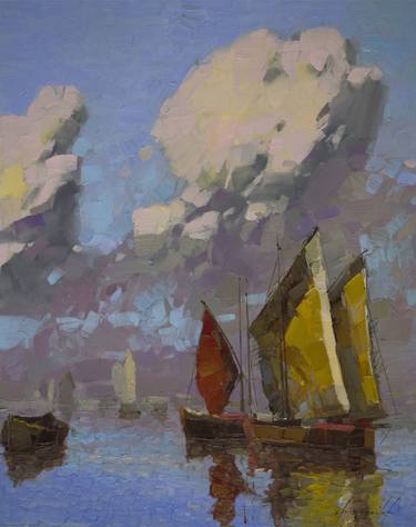 Print of Realism Sailboat Paintings by Vahe Yeremyan