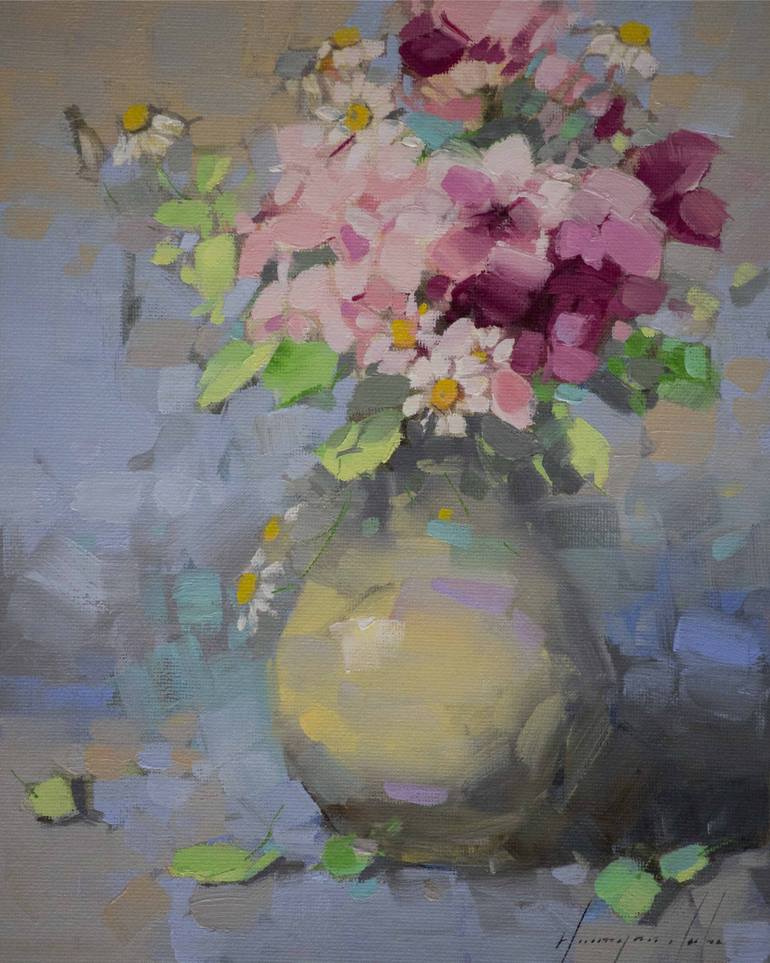 Vase Of Flowers Oil Painting Original Handmade Artwork One Of A Kind Painting By Vahe Yeremyan Saatchi Art