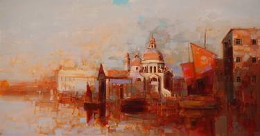 Venice Large Size Oil Painting on Canvas Handmade Original Signed One of a kind thumb