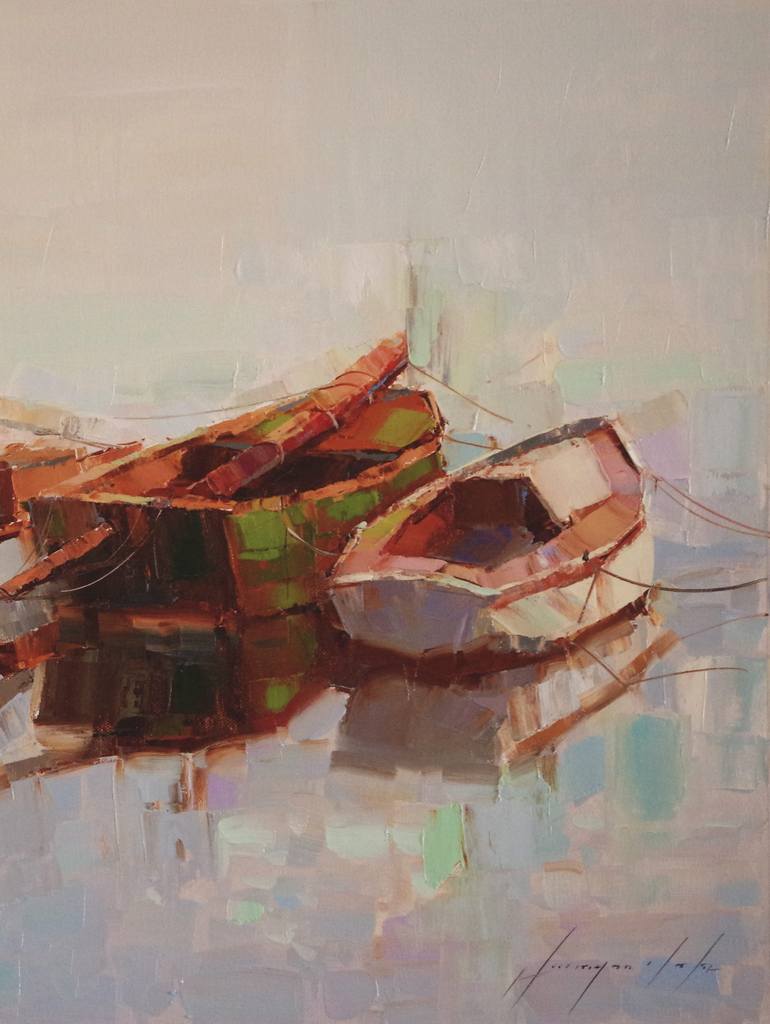 Original Boat Painting by Vahe Yeremyan