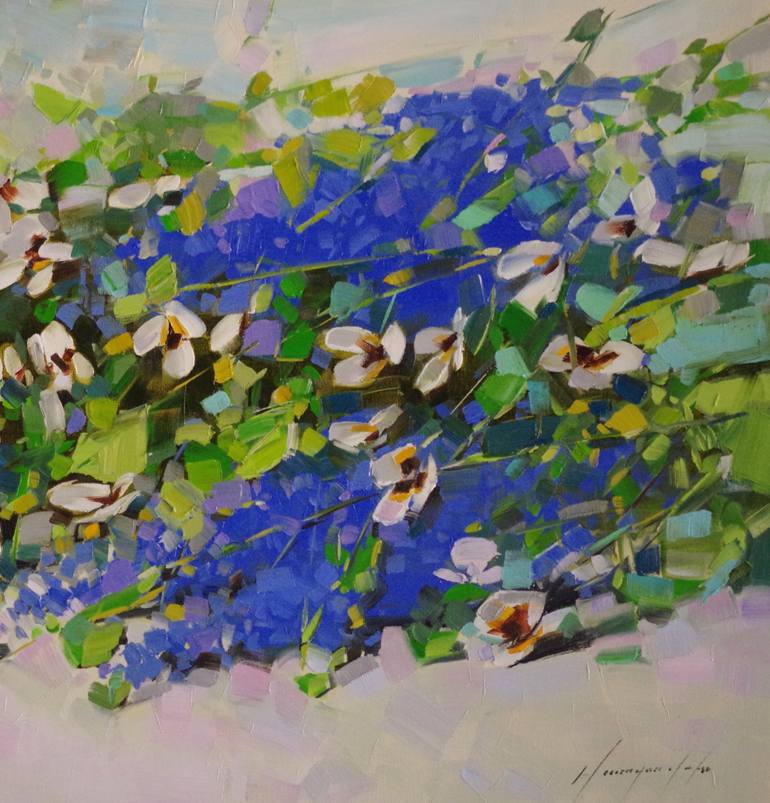 Original Fine Art Floral Painting by Vahe Yeremyan