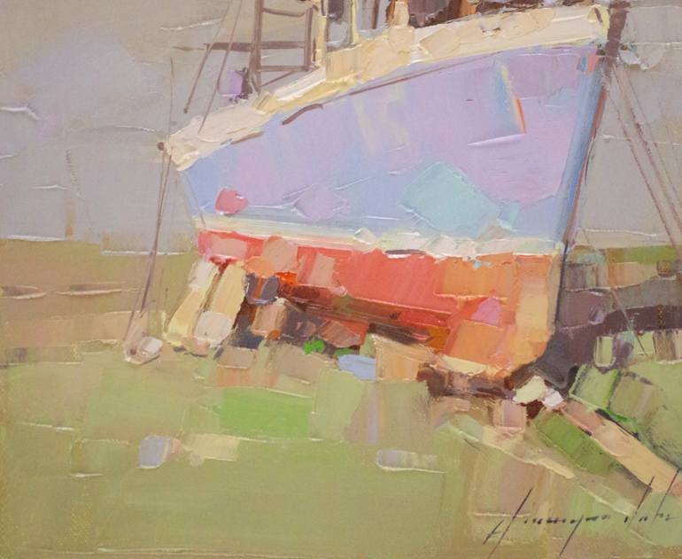 Original Fine Art Boat Painting by Vahe Yeremyan