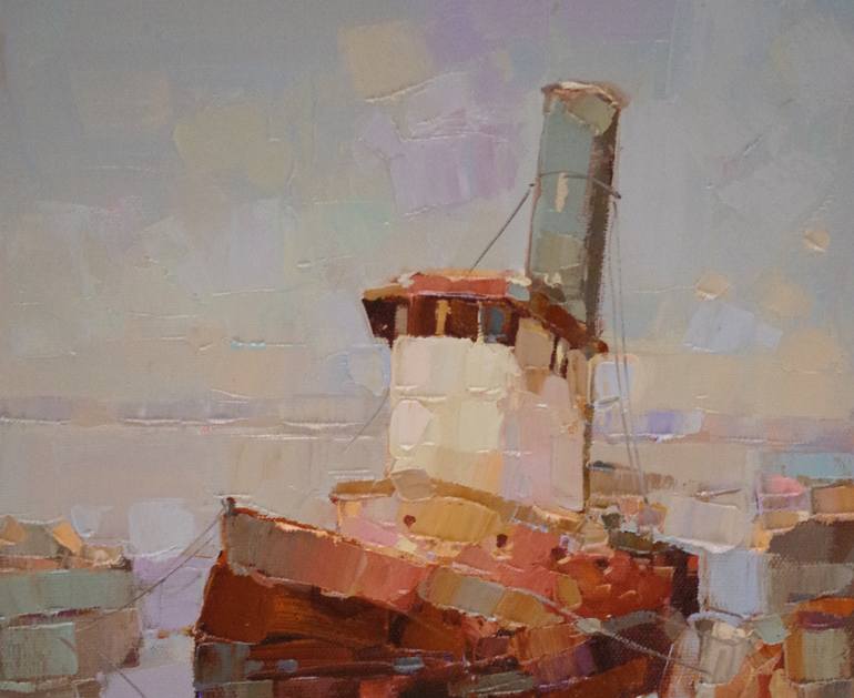 Original Impressionism Boat Painting by Vahe Yeremyan