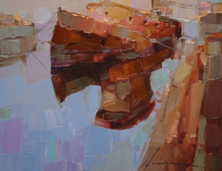 Original Impressionism Boat Painting by Vahe Yeremyan